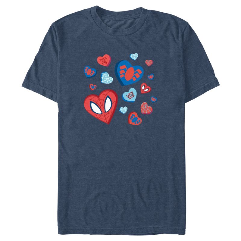 Men's Marvel Spider-Man Candy Hearts T-Shirt, 1 of 5