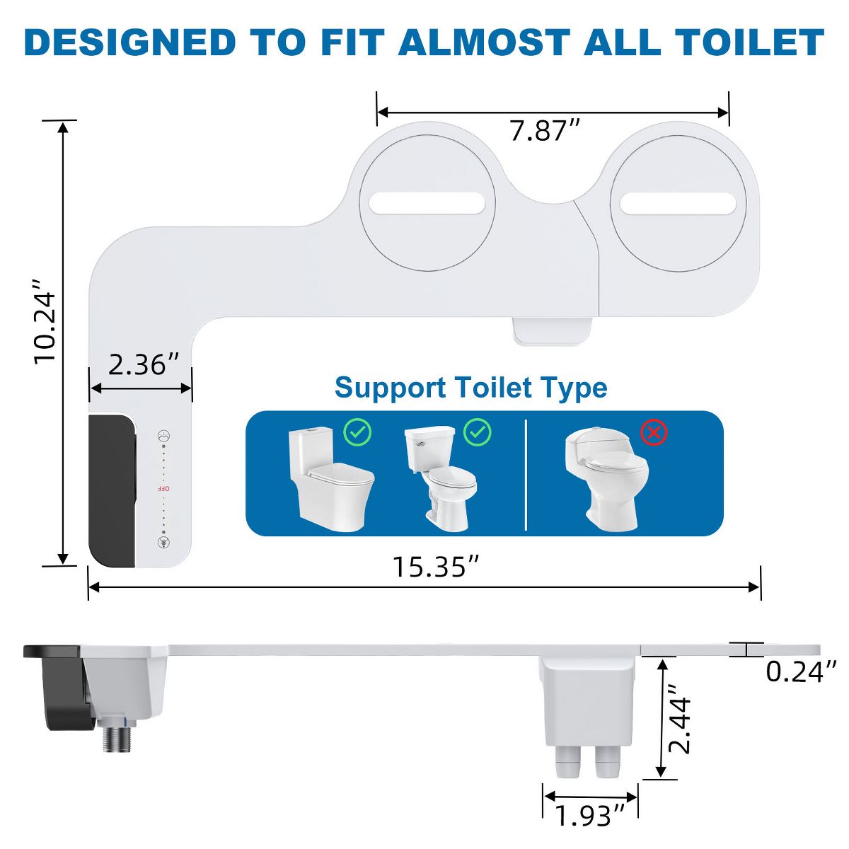 Bidet Attachment for Toilet Seat Water Pressure, Hygienic Bidets Attachment for Existing Toilets - Adjustable Fresh Water Pressure Dual Nozzle - thumbnail 6