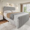 Velvet Bed Frame, 50.2" Tall Headboard & Footboard, Upholstered Platform Bed Frame with Nailhead Trim, No Box Spring Needed - 3 of 4