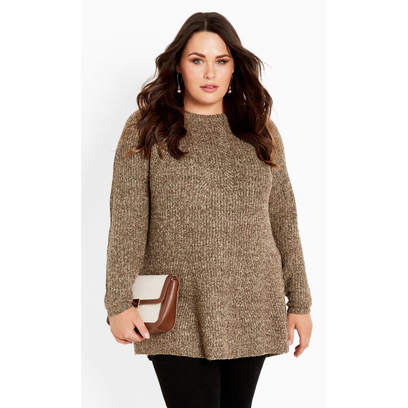 Women's Plus Size Tia Tunic Sweater - espresso | AVENUE, 1 of 8