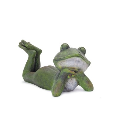 Whimsical Green and Gray Resin Frog Figurines Set