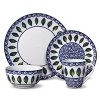 Mikasa Vienna 16 Piece Dinnerware Set, Elegant and Lightweight, Porcelain with Green Leaf & Blue Scroll Design, Service for 4 - image 2 of 4