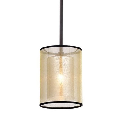 9" x 18" x 9" Corman Hanging Pendant Brown - Warehouse Of Tiffany: Oil-Rubbed Bronze, ETL Listed, Linen Shade