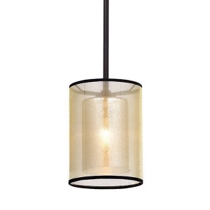 9" x 18" x 9" Corman Hanging Pendant Brown - Warehouse Of Tiffany: Oil-Rubbed Bronze, ETL Listed, Linen Shade - 1 of 2