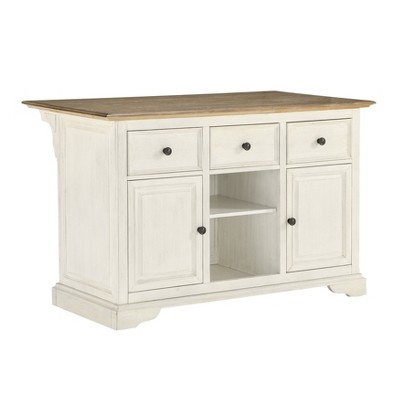 Farmhouse 3 Drawer Kitchen Island Cream - HomeFare