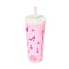 Zak Designs 23 fl oz Stainless Steel Wicked Kendall Straw Tumbler Pink - 3 of 4