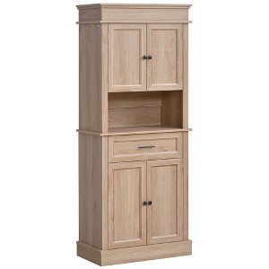 Traditional Buffet with Hutch, Freestanding Kitchen Pantry Storage Cabinet with Doors and Drawer, Adjustable Shelving - 1 of 4