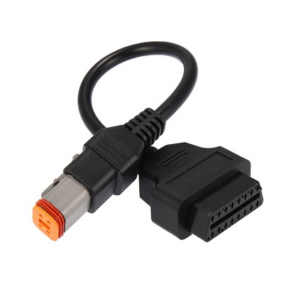 Unique Bargains 4Pin to OBD2 Diagnostic Scanner Adapter Cable for Harley Davidson 16Pin to 4Pin 12.6" Black 1PC