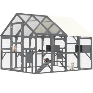 Gulches 74in H x 96in W x 74in D MegaCatio Cat Enclosure Gray 1 Pack Multi Cat Livestock Supplies Product type - 1 of 4