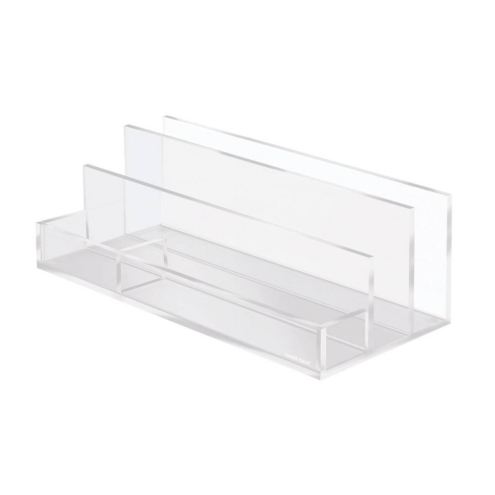 RUSSELL + HAZEL Acrylic Collator + Valet: Clear Desk Organizer, Office Supplies Holder, 12.5" Wide, 4" High
