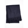 HomeRoots 50" X 67" Navy Blue Cotton Blend Woven Plush Throw Blanket with Fringe - 4 of 4