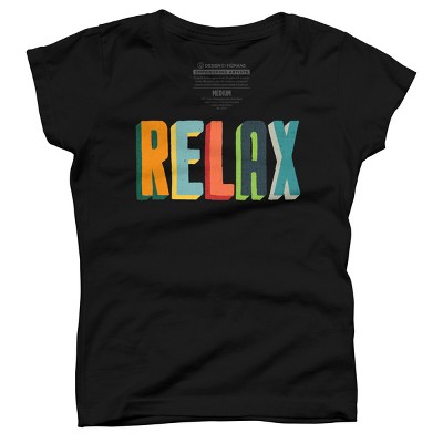 Girl's Design By Humans Relax Color Block Letters By radiomode T-Shirt