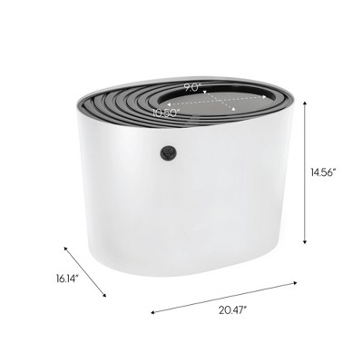 White and Black Top Entry Cat Litter Box with Scoop