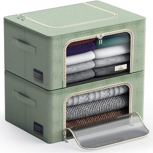 Sorbus 2 Pack Small Foldable Storage Box - Metal Frame, Oxford Fabric, Large Window & Handles - Organization for Bedroom, Linens & Clothes - 1 of 4