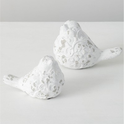 Sullivans Set of 2 Bird Figurine 6.5"H & 5"H White