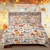 Boersma Pumpkin Autumn Leaves Design Quilt Set 3 Pieces Queen Size All Seasons Bedding Quilt Bed Set with 2 Pillowcases for Teens Adults Bedroom Decor - 3 of 4