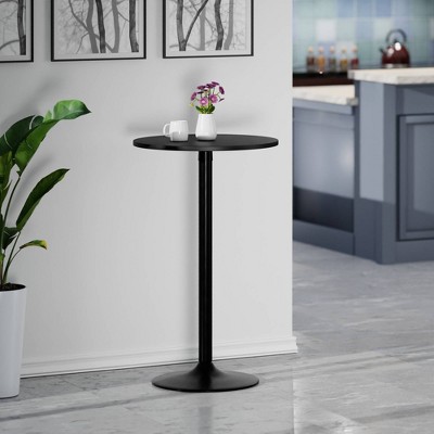 Transitional Black Round Wood Counter Height Pub Table - 23.62"