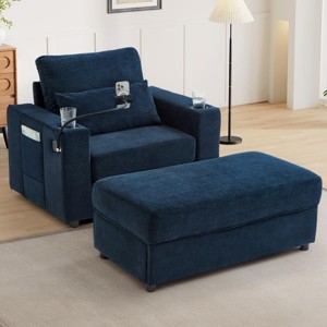 Accent Chair Modern Style with Storage Ottoman, USB Ports, Cup Holders for Living Room 42.5" Wide - 3irtyhousy - 1 of 4