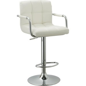 PAGED Counter Height Bar Stools White Upholstered Adjustable Counter Stools with Sturdy Base for Home Pub - 1 of 4