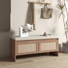 GDFStudio Gaylor Entryway Shoe Storage Bench with Faux Rattan Doors and Removable Cushion Seat - 4 of 4
