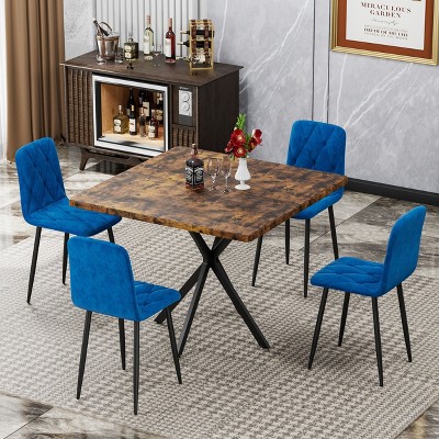 PAGED Square Dining Table Mid Century Modern Kitchen Table Dining Room Table with MDF Desktop and Iron Legs for Living Room