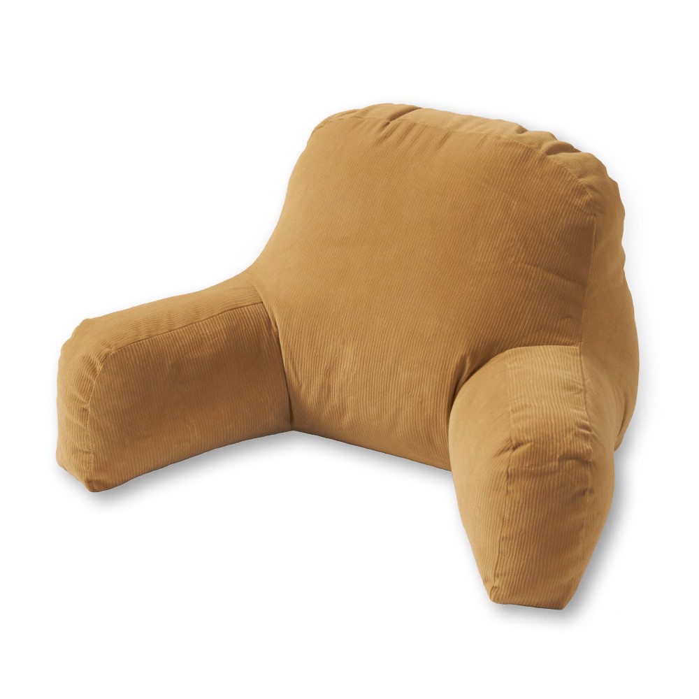 Omaha Bed Rest Pillow Khaki - Kensington Garden: Supportive Backrest with Armrests, Microfiber Corduroy