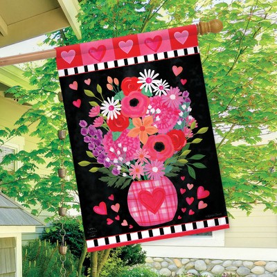 Valentine's Day Floral Hearts Outdoor House Flag 40" x 28"