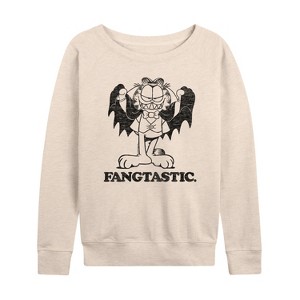 Women's - Garfield - Fangtastic Lightweight French Terry Wide Neck Long Sleeve Shirt - 1 of 4