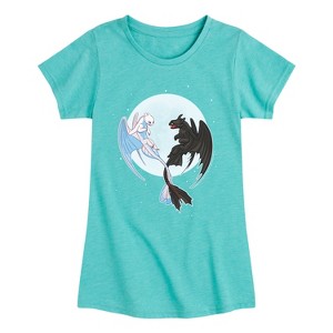 Girls' - How to Train Your Dragon - Night And Light Moon Fitted Short Sleeve Graphic T-Shirt - 1 of 4