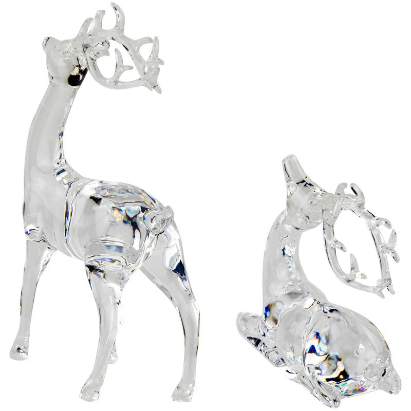 Northlight Kneeling and Standing Reindeer Acrylic Christmas Decorations - 9" - Set of 2, 5 of 7
