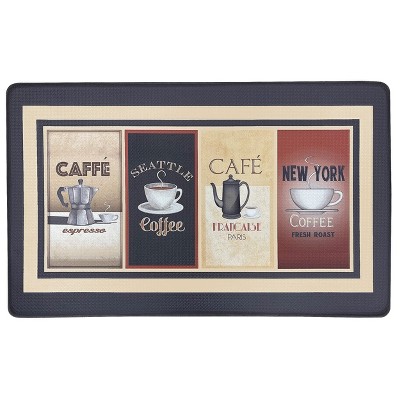 Kate Aurora Anti Fatigue Memory Foam 18" x 30" Seattle & New York Coffee Shoppe Kitchen Floor Mat