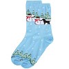 Memoi Women's Dog & Snowman Holiday Crew Socks Blue 9-11 - 3 of 4