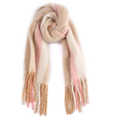 Shiraleah Tan and Pink Stripe Preston Scarf