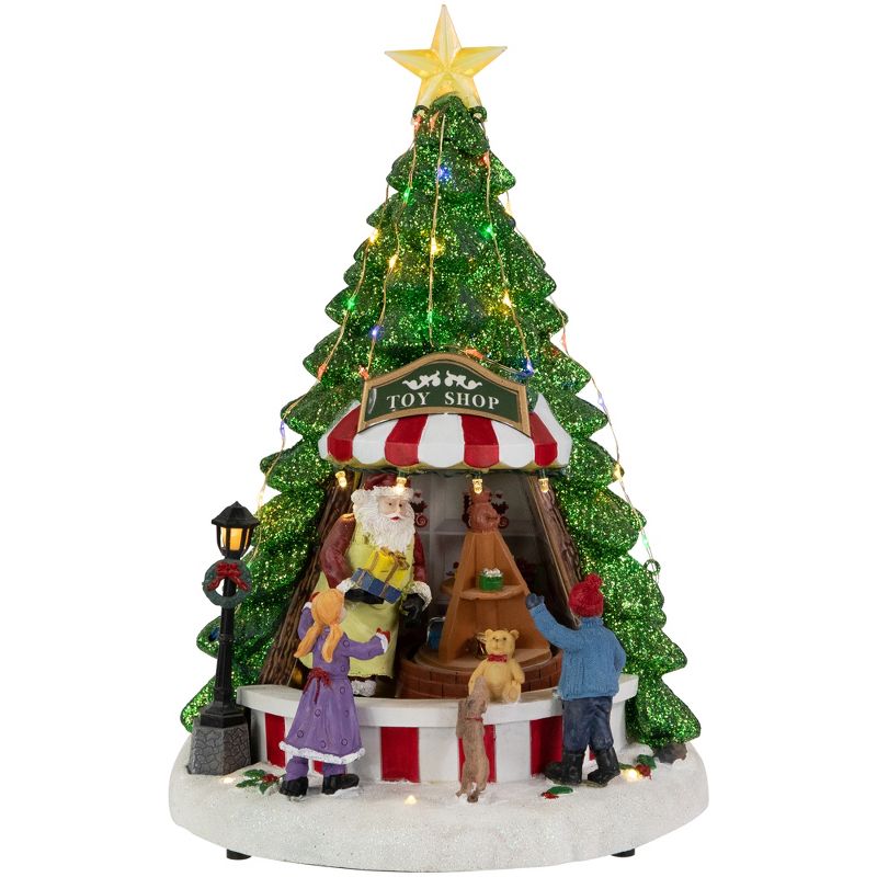 Northlight 13" LED Lighted Animated and Musical Santa's Toy Shop Christmas Village Display, 1 of 7