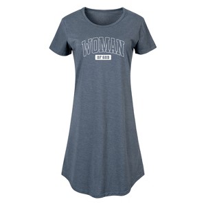 Women's - Instant Message - Woman Of God Collegiate Graphic T-shirt Dress - 1 of 4