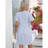 Womens Maternity Dress V Neck Lantern Sleeve Jacquard Dot Pocket Babydoll Baby Shower Dress - 3 of 4