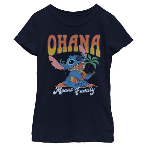 Girls Lilo & Stitch Ohana Guitar T Shirt - 1 of 4