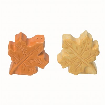 Transpac Dolomite Autumn Leaves Salt and Pepper Shaker Set of 2 Ceramic Fall Harvest Tabletop Decor Orange Indoor Use Gift Giving and Hostess Gifts