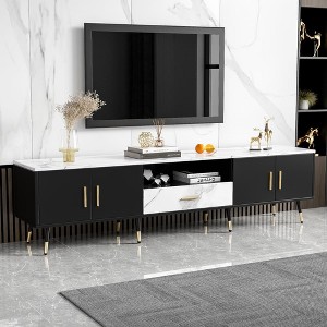 Chic Crate-Modern Media Console – 80In TV Stand w/ 2-Cabinet & Open Shelving, Fits 55-80In TVs - 1 of 4