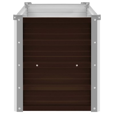 Brown Galvanized Steel Rectangular Raised Garden Bed Planter