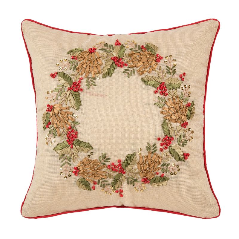 C&F Home Merry Wreath Pillow, 1 of 5