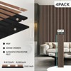 Cesicia Black Faux Wood Wall Panels, 94.5'' x 11.5'' Sound Absorbing Acoustic Panels, Wood Slat Wall Panels for Interior Wall Decor, polyester - 4 of 4