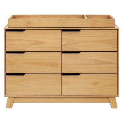 Honey Wood 48" Wide 6-Drawer Modern Dresser