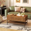 ORRD Flip-Top Round Coffee Table with Storage, 31.5" Farmhouse Center Table with Sliding Door & Hidden Compartment, Sturdy Metal Frame for Living Room - 3 of 4