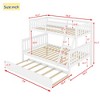 Twin Over Full Bunk Bed Convertible Bed with Trundle, Convertible Ladder, Safety Guardrails and Rubber Wood Frame, White/Grey/Espresso-ModernLuxe - 4 of 4