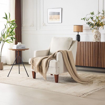 Karl Home |29 inch Wide T-Cushion Polyester Solid Wood Accent Chair