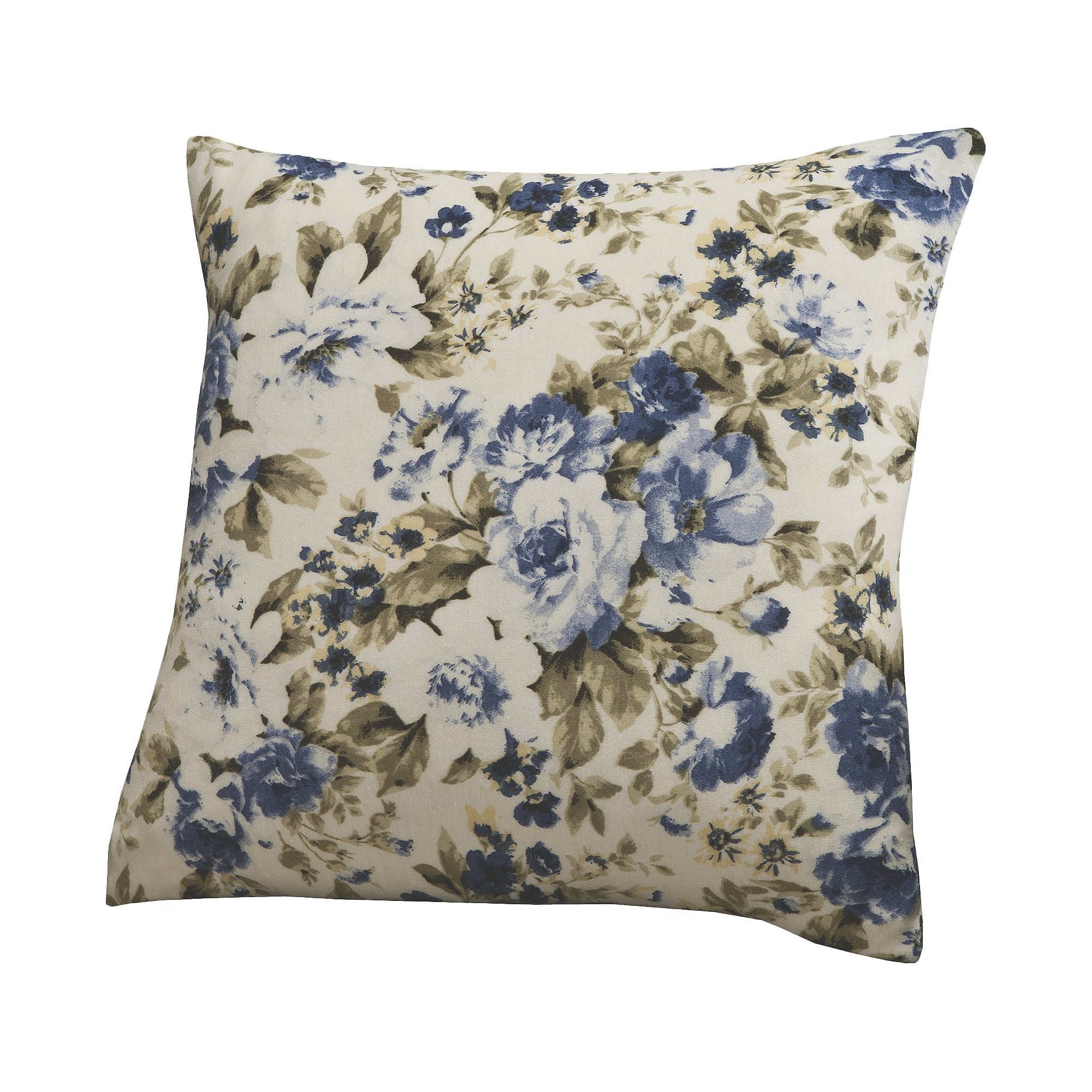 Floral Blue Jersey Throw Pillow Slipcover