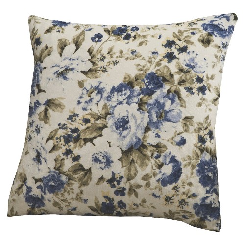 Floral Blue Jersey Throw Pillow Slipcover