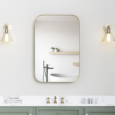 PexFix 36"x24" Rectangle Metal Recessed/Surface Mount Medicine Cabinet with Mirror,Gold