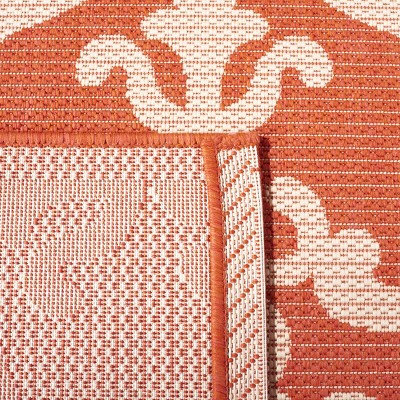 Terracotta and Natural Rectangular Synthetic Indoor/Outdoor Area Rug